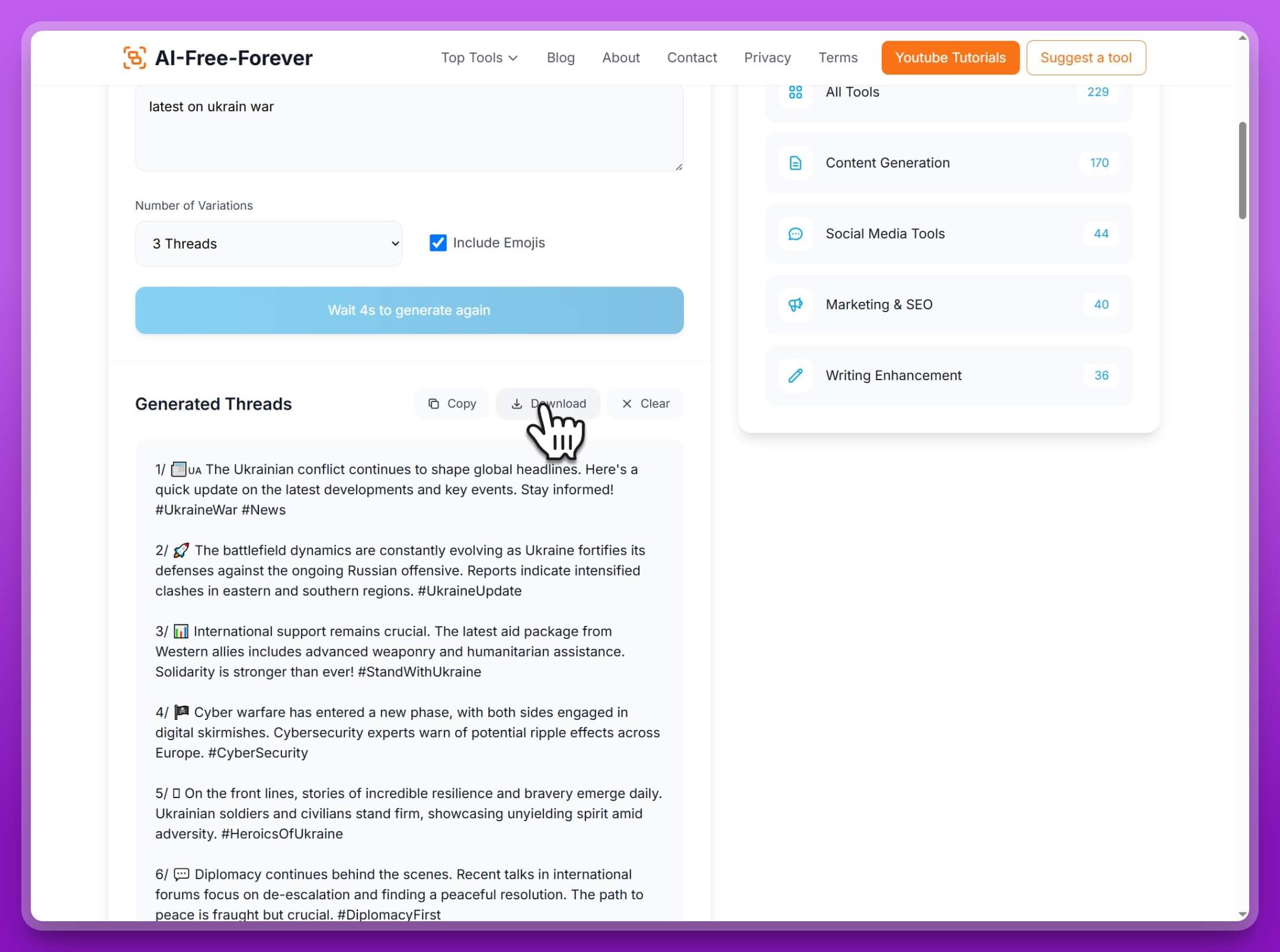 Step 4: Review and compare your generated Twitter thread variations